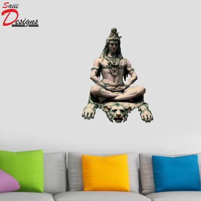 Decoration Stickers 45 cm Mahadev Shiva Wall Sticker to add life to your Walls (Medium) Self Adhesive Sticker