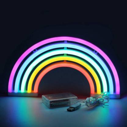 Party Propz Rainbow LED Light Or Neon Sign - Neon Lights For Home, Girls & Boys, Room Decoration, Birthday Gift,Neon Signs Decor for Room Wall, Neon Led Light, Board, Neon Light Sign, Room Decoration Light Table Lamp