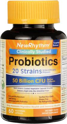 NewRhythm Probiotics 50 Billion CFU 20 Strains, 60 Veggie caps
