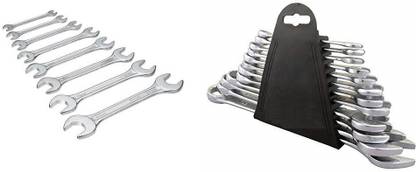 vyas Hand Tool Kit Combo Of 12 Pcs Wrench Spanner Set Combination Wrench Set And 8 Pcs Ring Spanner Set Multi Uses Tool Open end Wrench Combination Set Double Sided Combination Wrench