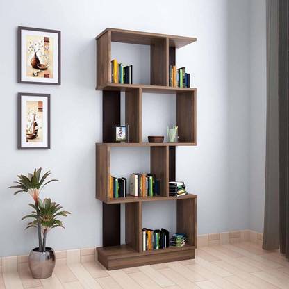 Floresta Wud Engineered Wood Zig Zag Book Shelf For Study Room/ Office / Library | Engineered Wood Open Book Shelf