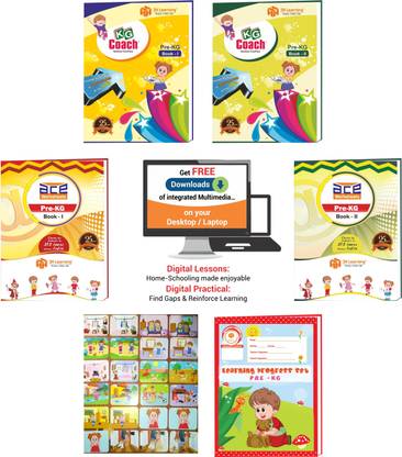 Nursery/Pre-KG (2-3 Yr Kids) Home-Schooling Preparatory Kit – 468 Pages (2 Textbooks, 2 Activity Worksheet books) with FREE Integrated Digital Learning, 54 Pic Cognitive Cards, Learning Progress Sets