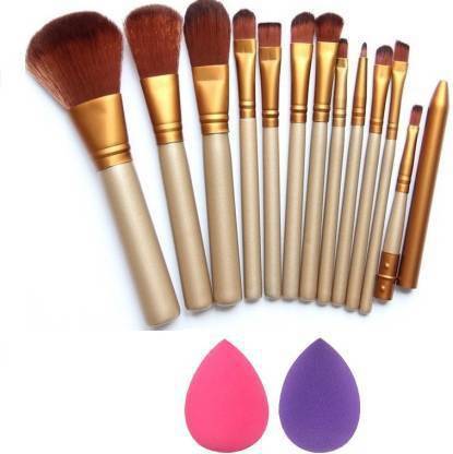J & F 12 Pc Makeup Brush Set With 2 Blender Puff