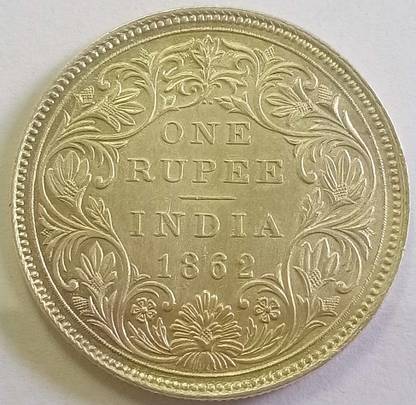 MANMAI COINS BRITISH INDIA - 1862 B/II 2/0 - QUEEN VICTORIA - SILVER RUPEE Medieval Coin Collection