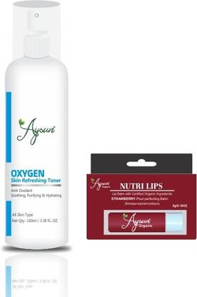 Aysun Oxygen Skin Refreshing Toner & Lips Balm Combo Pack of 2
