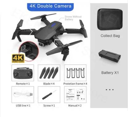 PANTHER Dual 4K UHD Black Foldable Camera With Safety Bag Drone