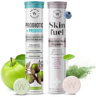 Wellbeing Nutrition Daily Probiotic + Prebiotic & Skin Fuel|Collagen Builder Combo