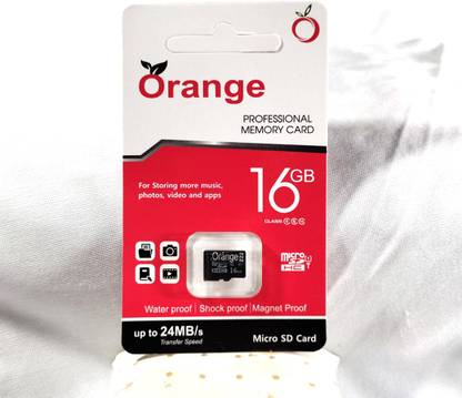 ORANGE O-222 HC 16 GB MicroSD Card Class 10 100 MB/s  Memory Card Compatible with Camera, Mobile, Tablet