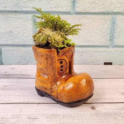 Windup Terracotta Table Planter Pot - Style: Boot Plant Container Set