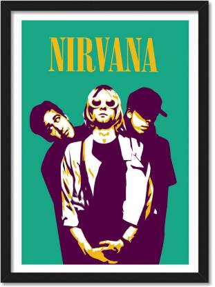 Nirvana rock band Pop Art Framed Poster For Room & Office (10 Inch X 13 Inch, Framed) Paper Print