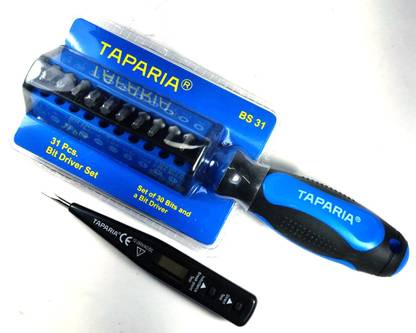 TAPARIA BS-31 31 Piece Steel Bit Screw Driver Set MDT-81 Digital Tester Pack of 2 Hand Tool Kit