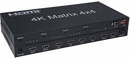 techut DMI Matrix Switch 4x4, HDMI Matrix Switcher Splitter 4 in 4 Out with EDID Extractor and IR Remote Control, Support HDR, HDMI 2.0b, HDCP 2.2, 4K@60Hz, 3D, YUV 4:4:4 Media Streaming Device