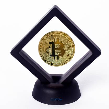 Craftbia Bitcoin Coin with Display Item Case, Cryptocurrency Coin, in Protective Case As Well As Stand,Perfect for Home or Office Decoration Decorative Showpiece  -  15 cm
