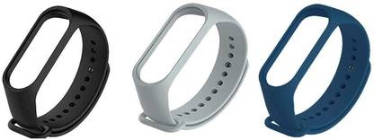 AUDICE Mi Band 3 strap combo (Black ,Grey & Blue) Combo of 2 pack Black Blue and Grey Xiaomi Mi Band 3/ Mi Band 4 Watch band Silicone Strap Colour Band Bracelet (Not Compatible with Mi Band 1/2) Smart Band Strap Smart Band Strap