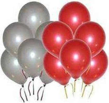 craft 51 Solid Solid Silver and Red Metallic Balloons For Birthday Decorations Items For Boys / Balloon Decoration Balloon 100 PCS Balloon