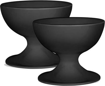 MILTON Melamine Serving Bowl Gelato Ice Cream Melamine Bowl, Set of 2, 210 ml, Black