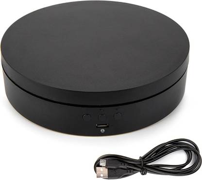 24x7eMall Rotating Display Stand, 360 Degree Electric Rotating Turntable with Felt Finish for Photography Products Display, Jewellery, Cake and Collectibles, 4 Kgs Load, 8 Inch Diameter (Black) Card Display Stand