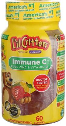 Lil Critters Immune C Plus Zinc and Vitamin C, 60 Gummies Per Bottle (2 Bottles)
