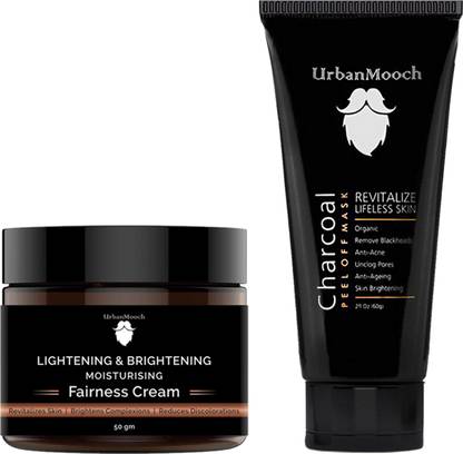 UrbanMooch Set of Charcoal Peel Off Mask & Fairness Cream for Men