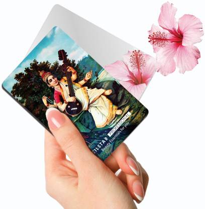 Silstar Compact Card Mirror Hindu deities, Unbreakable Acrylic Makeup Mirror, Vanity Mirror Small for Wallet Case, Travel Purse, Handheld Compact Pocket Mirror, Saraswati