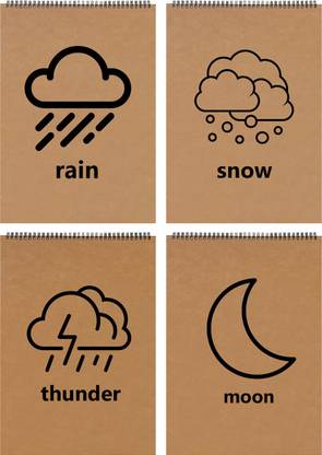 Art Bundle Rain , Snow, Thunder, Moon A5 Note Pad Yes 60 Pages