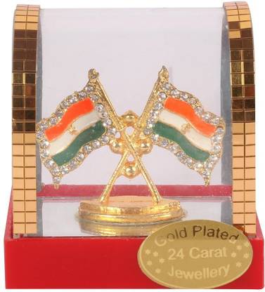 He & She SHOPPING Indian ( National ) Flag Criss - Cross Flag in Cabinet Flag For Car Dashboard , Office/Study Table Square Car Dashboard Flag