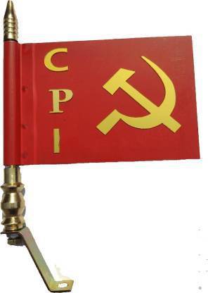 He & She SHOPPING Communist Party of India ( Cpi ) 3D For Car Bonnet With Triangle cap Metal Rod For Car Bonnet Double Sided Wind Car Window Flag