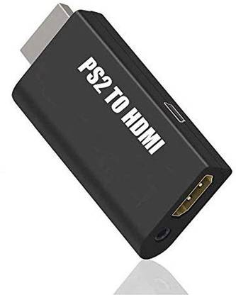 VRISH PS2 to HDMI 480i/480p/576i Audio Video Converter Adapter with 3.5mm Audio Output Supports for PS2 Display Modes (Black) Gaming Adapter