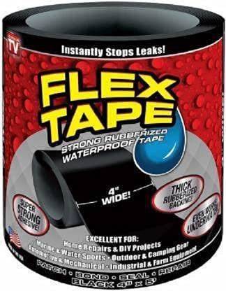 R J GUPTA TRADERS UseFul, Waterproof Flex Tape,Seal Repair Tape, Super Strong Adhesive Sealant Tape to Stop Leakage of Kitchen Sink/toilet Tub, leak stop, stop leak tape, Black 4" X 5' 152 cm Floor Marking Tape