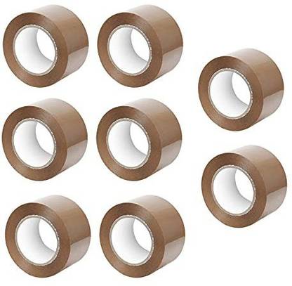 Jai Bhavani Plastics Multi-Purpose (3INCH x 50METER/7 Cm X 164 Ft, Pack of 8 Tape Rolls) Super Strong Brown Adhesive Tape Rolls For Home, Office and Industrial Use 50 m Single Sided Tape