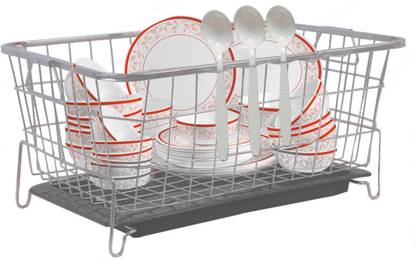 LIMETRO STEEL Dish Drainer Kitchen Rack Steel Stainless Steel Dish Drainer / Bartan Basket / Kitchen Basket for Utensils Drying