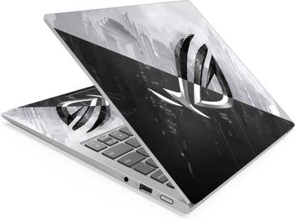 Techfit HD Printed Easy to Install Full Panel Laptop Skin/Sticker/Stretchable Vinyl/Cover for all Size Laptops upto 15.6 inch No Residue, Bubble Free - Gamers Black And White Self Adhesive Vinyl Laptop Skin Compatible for 15.6 inch
