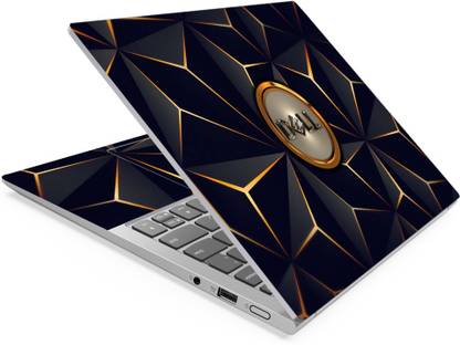 Techfit HD Printed Easy to Install Full Panel Laptop Skin/Sticker/Stretchable Vinyl/Cover for all Size Laptops upto 15.6 inch No Residue, Bubble Free - Dell Golden Embossed Pyramid Self Adhesive Vinyl Laptop Decal 15.6