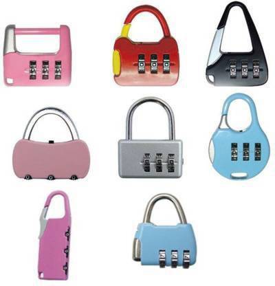 offlic Set of 3 Mini safety number lock for luggage, Bag, (Multicolor) (Multi design) Padlock
