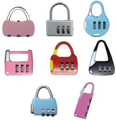 Casper Crown Set of 3 Mini safety number lock for luggage, (Multicolor) (Multi design) Padlock