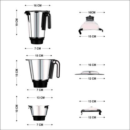 MI Sumeet Mixer Grinder Jar Set - Heavy Duty Mixer Juicer Jar
