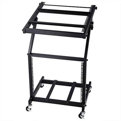 Mei&Ge MX-2(12U) Mixer Studio Rack Mount Rolling Stand Adjustable Top Platform With Strong Wheel Mixer Platform Mount Holder for Music Studio Pro Audio Recording Cabinet Amplifiers-Black Orchestra Stand