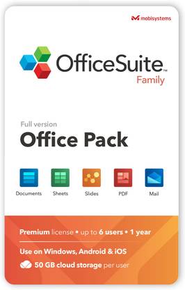 MobiSystems OfficeSuite Family Compatible with Microsoft® Office Word® Excel® & PowerPoint® and Adobe® PDF - 1 Year License for 1 Windows & 2 Mobile Devices / 6 Users