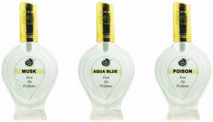 The perfume Store MUSK AQUA BLUE POISON Regular Pack of 3 Eau de Parfum  -  180 ml