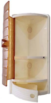 GlowSilk Wall Mount Shelf Corner Cabinet Rack Shelf (Number of Shelves - 3, Ivory) Plastic Wall Shelf