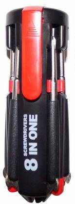 Retail basket Screwdriver 8 in 1 Multi-Function Screwdriver Kit with LED Portable Torch Long Handle Screwdriver