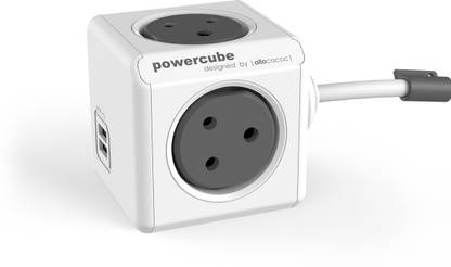 Allocacoc ALLOCACOC POWERCUBE EXTENDED , 10 AMP, 5 SOCKET EXTENSION CORD ADAPTER 3 METER CABLE It has 4 power outlets and 2 USB ports 4  Socket Extension Boards