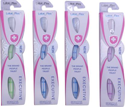 Jaravik LOTUS BRUSH Flex Toothbrush with Soft Grade Bristles (19 cms) (Pack of 4) Ultra Soft Toothbrush