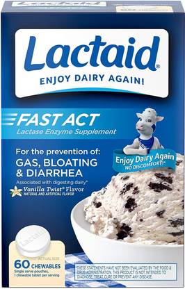 Lactaid Fast Act Lactose Intolerance Vanilla, 60 Count