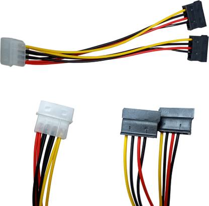 ASB 4 Pin Molex to 15 Pin Dual SATA Power Y-Cable Adapter for HDD/SSD/DVD RW 18CM 4 Pin Molex to 15 Pin Dual SATA Power Wire Connector