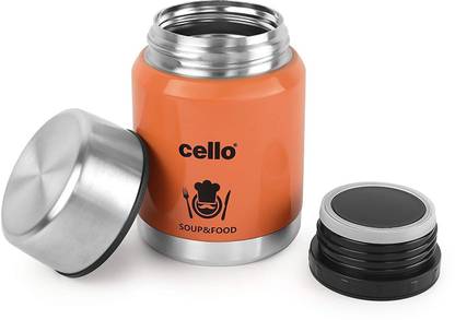 cello Tom Yum Flask Double Walled Soup and Food Jar, Insulated, 400ml, 1pc, Orange 400 ml Flask