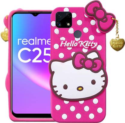 Wowcase Back Cover for Realme C25, Realme C25s, Cute Hello Kitty Case, Soft Girl Back Cover with Pendant