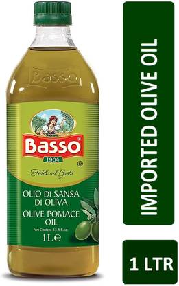 Basso Olive Oil Pomace 1 Litre Product of Italy | Rich in Taste | Premium & Light | Healthy Oil Olive Oil Plastic Bottle
