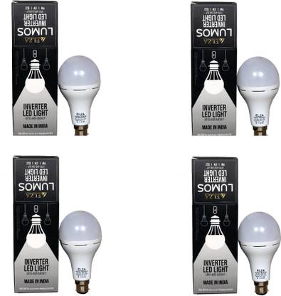 Elza Lumos Inverter Bulb 9 Watt LED Bulb for Home Base B22 pack of 4 4 hrs Bulb Emergency Light