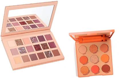NYN HUDA Blushed Beauty The Nudes Pigmented EyeShadow Palette + Matte & Shimmery Obsessions Orange Eye Shadow Palette 27 g